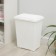 Besnaya basket with a “knitted weaving” lid, 25 l, 37 × 27.5 × 46.5 cm, white color