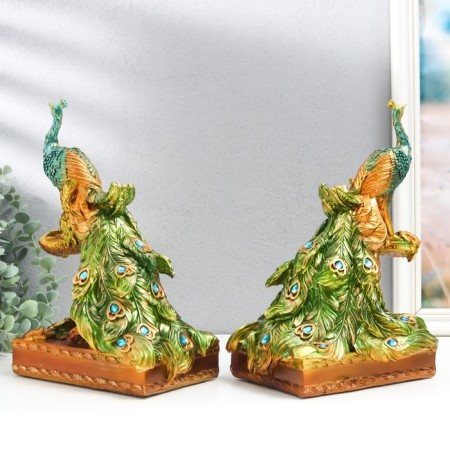 Polystone souvenir "Colorful peacock on a stand" 12.5x18.5x28.5 cm-3