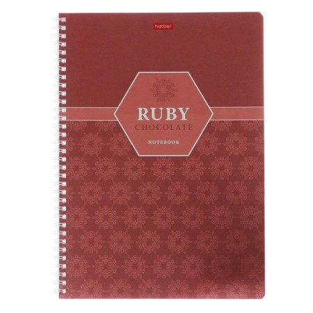 A4 notebook, 96 sheets in a cage on the crest of Chocolate, cover coated cardboard, metallized cardboard, selective varnish, block 65g/m2, 4v mix-4