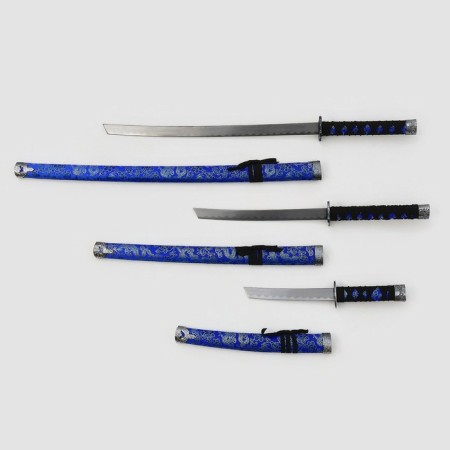 Suv. Product Katana 3V1 on a stand, scabbard fabric, dragons gold on blue 47/70/89cm-2