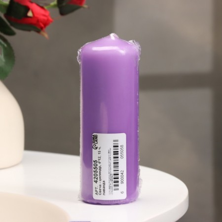 Candle - cylinder, 4 × 12 cm, 15 hours, lavender-3