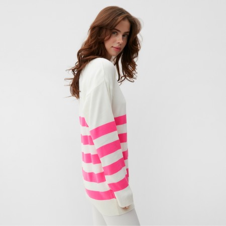Female jumper Minaku: Casual Collection Ecrury/Fuchsia color, size 46-2