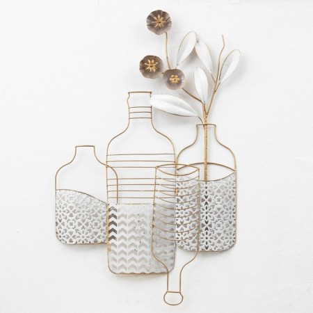 Wall metal decor "Flowers in vases" 52x5x82 cm-1