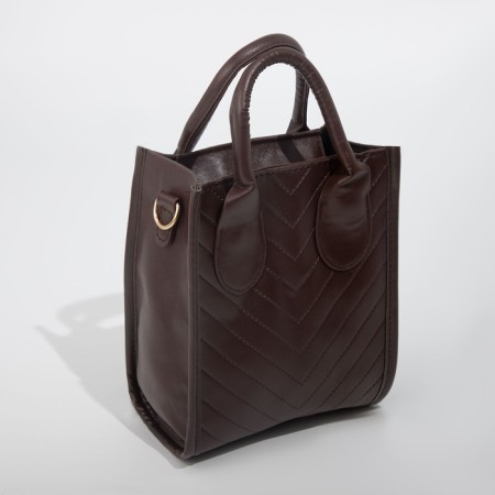 Bag Women's Tout with zipper, brown color-1