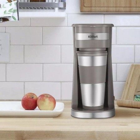 Coffee machine KitFort KT-7316, drop, 750 W, 0.42 l, gray-3