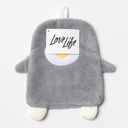 Lovelife hand towel "Penguin", col. Gray, 25x21 cm, 100% PE, microfiber 280 g/m2-4