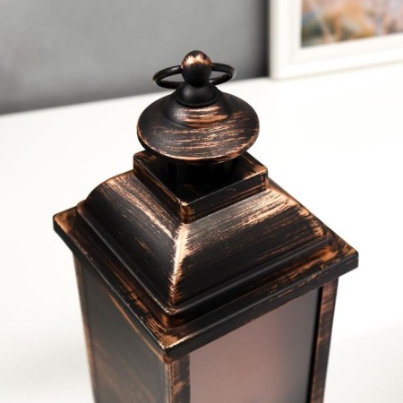 Spar "fireplace" LED from batteries 3HAAA Black with a golden patina 13, x13x34 cm Risalux-4