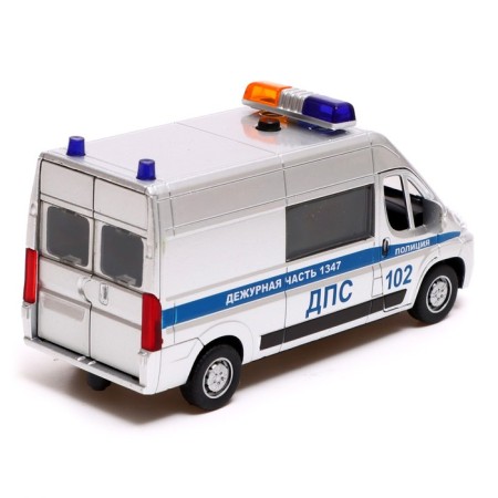 Metal machine "Citroen Jumper Police", 14 cm, doors, trunk, inertia, silver color-2
