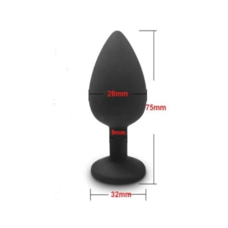 Anal traffic jam-hoods, with a crystal heart, Soft silicone, 28 x 75 mm, black-2