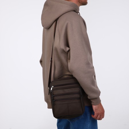 Male bag on lightning, long belt, brown color-6