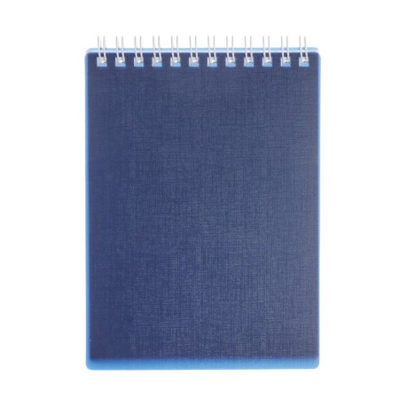 Notepad A6, 80 sheets of a cage, on the crest of canvas blue, plastic cover, micropercitual for separation