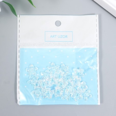 Beads for creativity plastic "Flower" set 25 pcs Transparent mother -of -pearl 1.1x1.1 cm-3