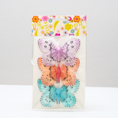 A butterfly for decor and floristry, on a clothespin, plastic, mix, 1 pc., 5 cm and 8 cm-3