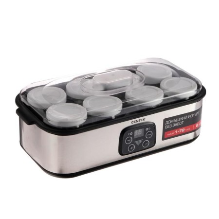 Jogurtnitsa Centek CT-1443, 30 W, 0.2 l, 8 containers, glass, timer, display, gray-hourly