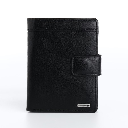 Male purse on magnet 3 in 1, department for auto documents, passports, black color