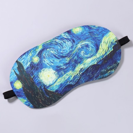 Mask for sleeping with gel liner "Van Gogh", 19 × 10 cm, elastic band is single, the color is blue-3