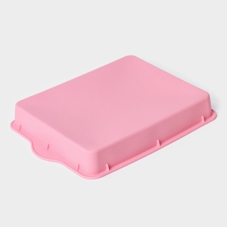 Baking uniform with handles of the rectangle, silicone, 30 × 22 cm, pink color-3