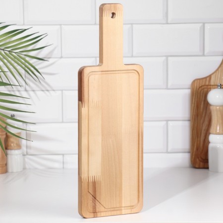 Board cutting and serving bast shirt with a pen, 42x13.5x1.8 cm, birch