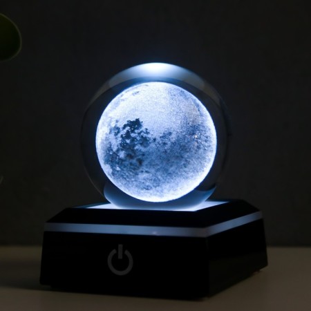 Souvenir glass backlight "Earth" d = 6 cm LED stand from 3AAA, USB wire 9x7x7 cm