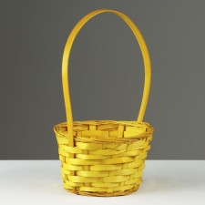 Wicker basket, D19 x 9.5 x 32 cm, yellow, bamboo