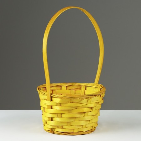 Wicker basket, D19 x 9.5 x 32 cm, yellow, bamboo