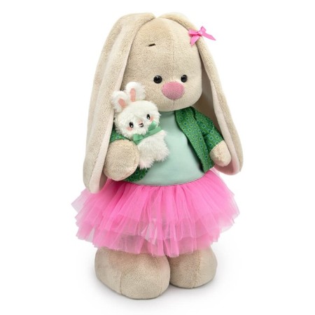 Soft toy "Bunny Mi", in a mint-pink kit and with a bunny, 25 cm-1