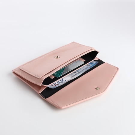 Women's wallet on the button, pink color-3