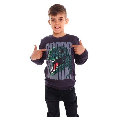 Sweatshirt for a boy, the color is dark gray, height 134-3