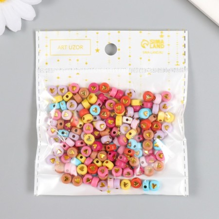A set of beads for creativity plastic "Golden heart in the circle" Bright 20 g 0.4x0.7x0.7 cm-4