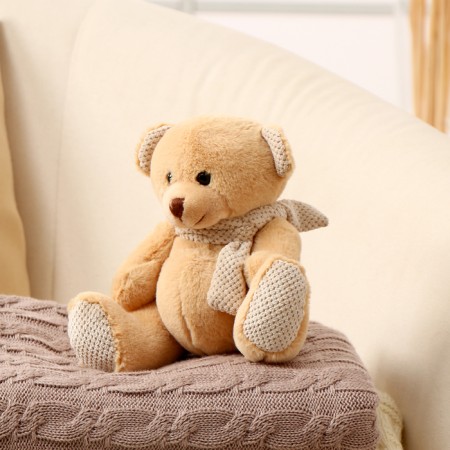 Soft toy "Bear", in a knitted scarf, mix color-3