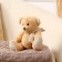 Soft toy "Bear", in a knitted scarf, mix color