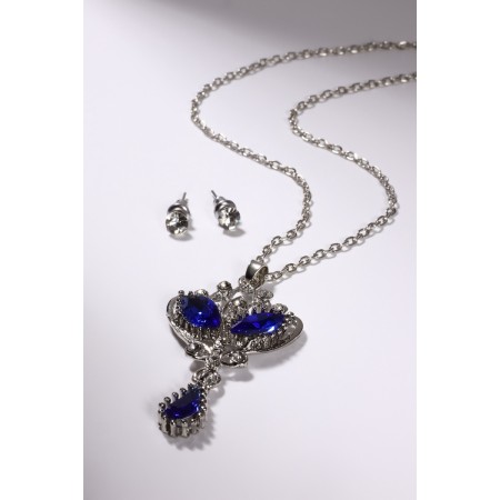 Set 2 objects: Earrings of the pendant "openwork" Vivaldi, white-blue color in silver, 50 cm-1
