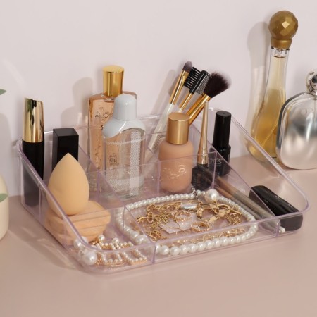 Organizer for storing manicure/cosmetic supplies, 8 sections, 26 × 20 × 7 cm, transparent/mix color-1