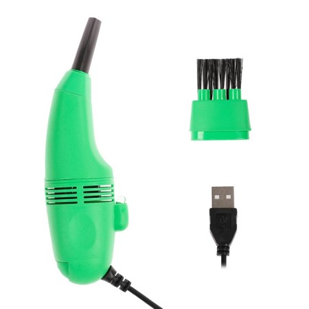 USB vacuum cleaner Luazon MR-01, for PC, with nozzles, USB, green-1