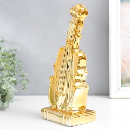 Souvenir Ceramics "Violin with a bow" gold 30x12x9 cm-3