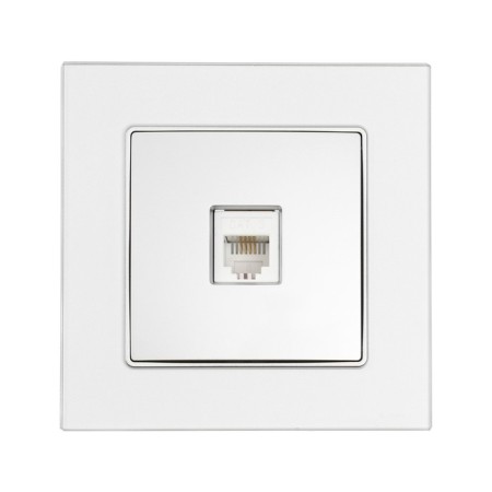 Single single Glossy Glass telephone socket, hidden, glass, silver-2