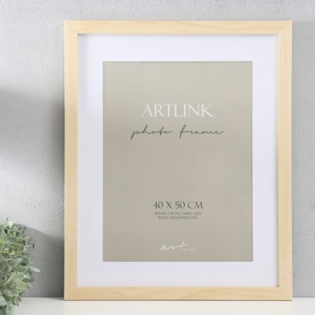 MDF photo frame "Ellis" 40x50 cm, with a paspartm, natural (plastic screen)-1