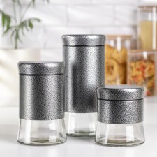 A set of glass cans for bulk products 