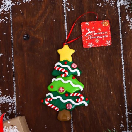 Christmas tree decoration "Christmas tree with a star" 8.5x12.5 cm, mix-3