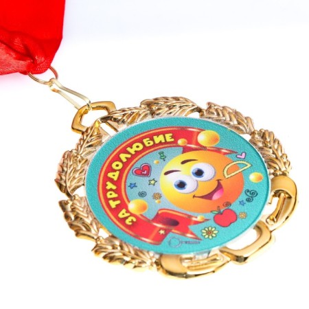 Children's medal "For hard work", metal, D - 6.5 cm-1
