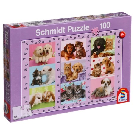 Puzzle "Puppies and kittens - collage", 100 elements