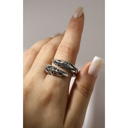 Ring "Right" Dragon in hibernation, color black silver, dimensionless-3