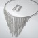 Set 2 objects: earrings, necklace "waterfall" ring, white color in silver, d = 13 cm