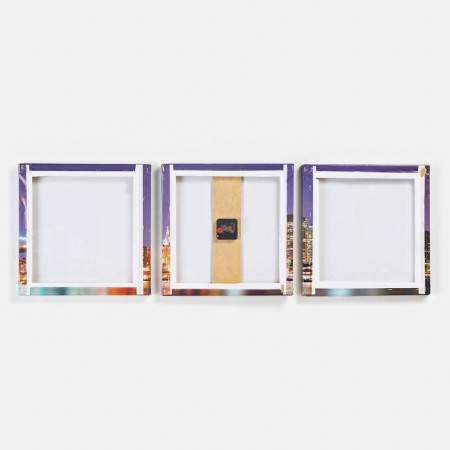 Carty clock is wall-mounted, modular "lights of the big city", silent, 35 x 110 cm, triptych-2