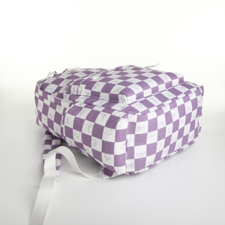Youth backpack from textiles, 4 pockets, white/lilac color-4