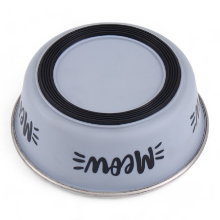 Bowl with silicone base "meow", gray, 300 ml-3