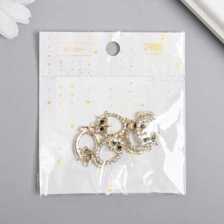 Decor for creativity metal, rhinestones "wise eagle owl" gold 1.5x2.3 cm-2