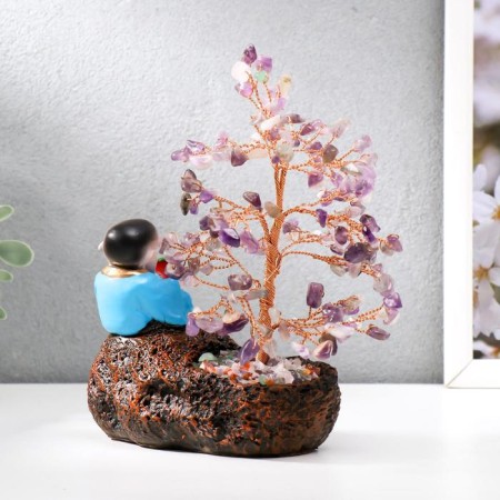 Souvenir Bonsai 147 stones "Hotya with an apple by a tree with amethysts" 18x13x6 cm-4