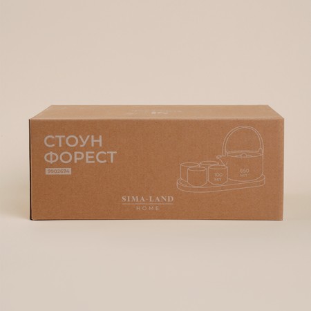 Tea service ceramic SL Home "Stone Forest", 6 items: 4 cups 100 ml, kettle 650 ml, stand 30 × 16 cm-2