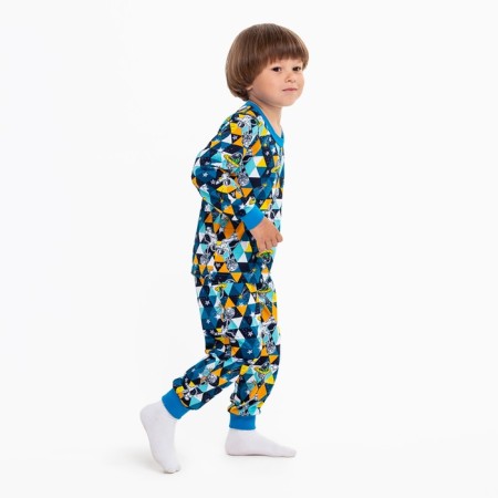Pajamas for a boy, color triangles/astronauts, height 104 cm-2